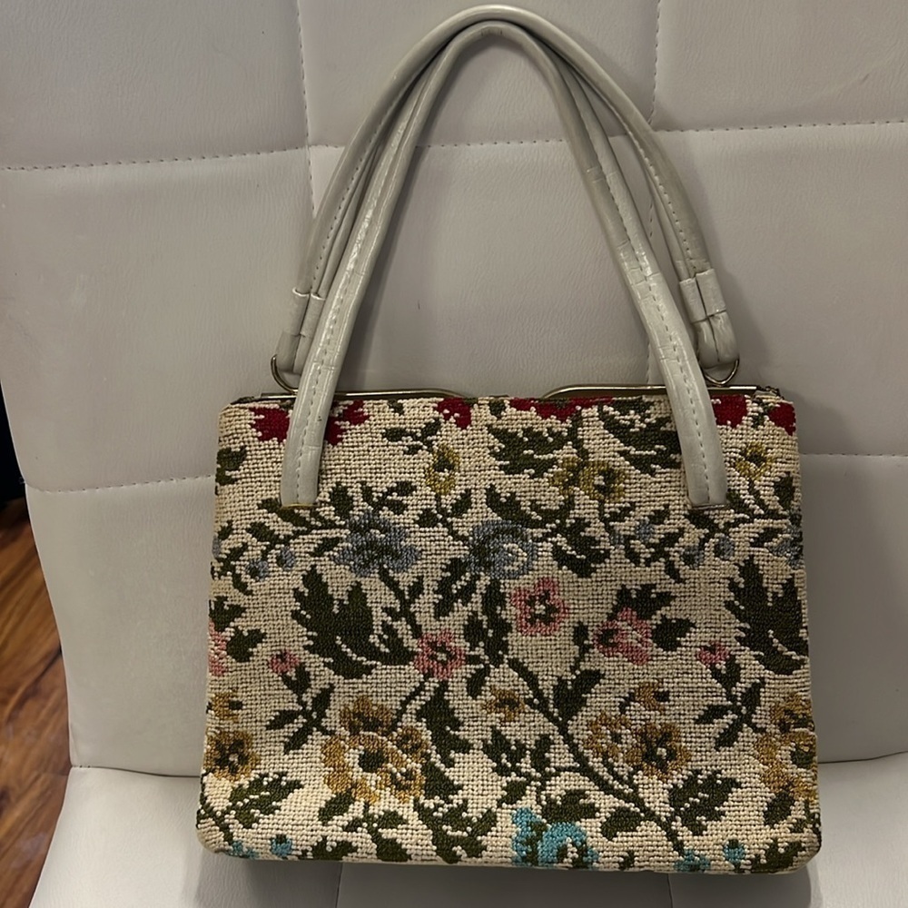 Vintage 1960s needlepoint floral purse amazing condition - Picture 3 of 11